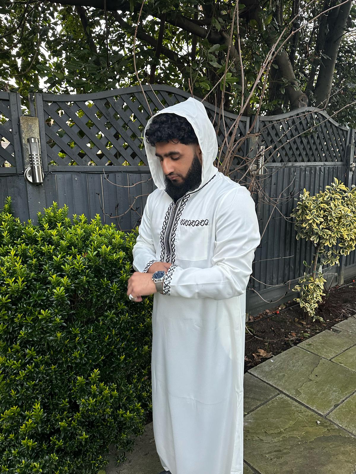 Premium White hooded Thobe